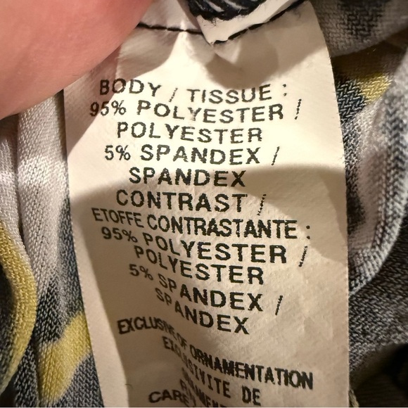 XOXO Blouse Black Yellow Crossover Bodice Top Tie Back Elastic Waist Women’s SzM - Picture 11 of 11